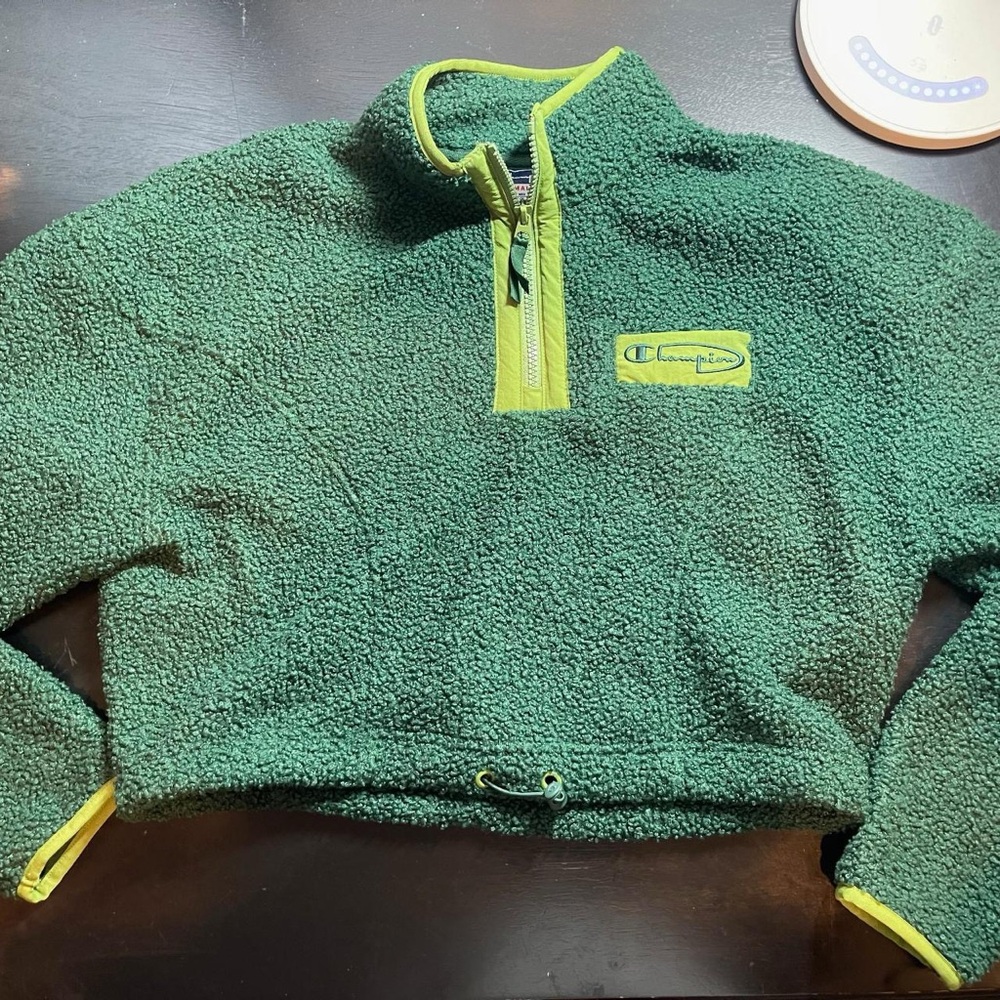 Champion Green Fleece Quarter-Zip Sweatshirt